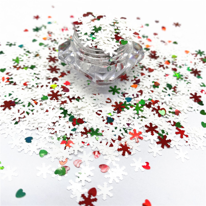 KS-SD021  Hot Selling christmas colors bulk flake glitter chunky snowflake Glitter for decoration