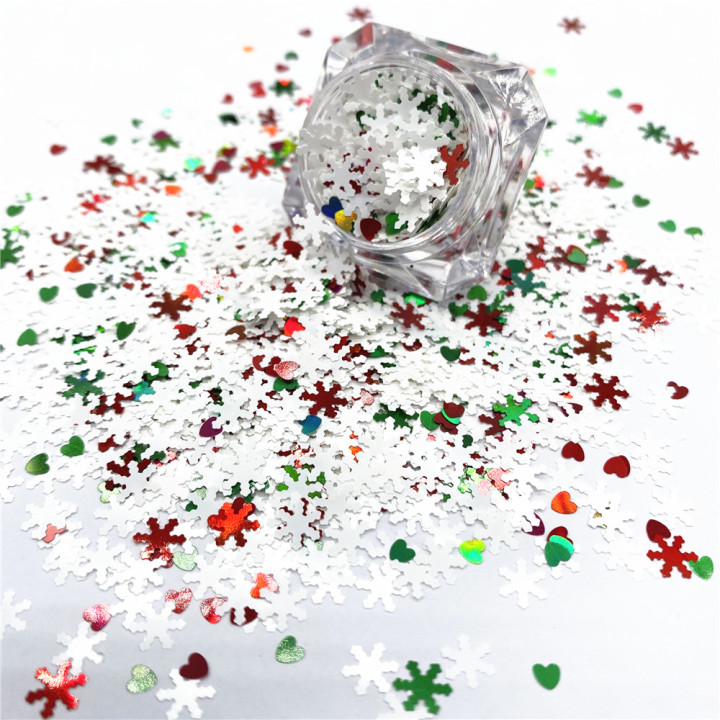 KS-SD021  Hot Selling christmas colors bulk flake glitter chunky snowflake Glitter for decoration