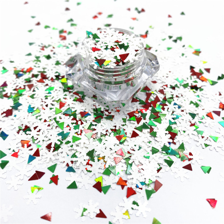 KS-SD022  Hot Selling christmas colors bulk flake glitter chunky snowflake Glitter for decoration