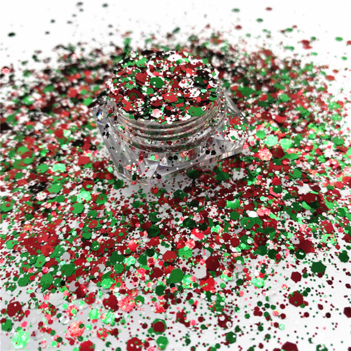 KS-SD024  Hot Selling christmas colors bulk flake glitter chunky snowflake Glitter for decoration