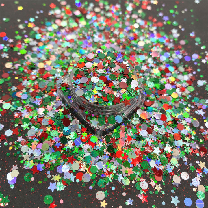 KS-SD025  Hot Selling christmas colors bulk flake glitter chunky snowflake Glitter for decoration