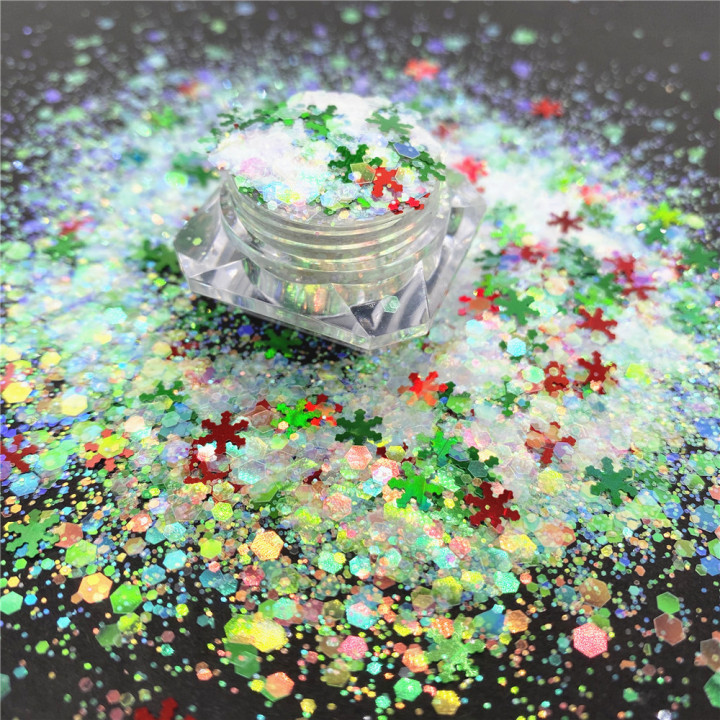 KS-SD030  Hot Selling christmas colors bulk flake glitter chunky snowflake Glitter for decoration