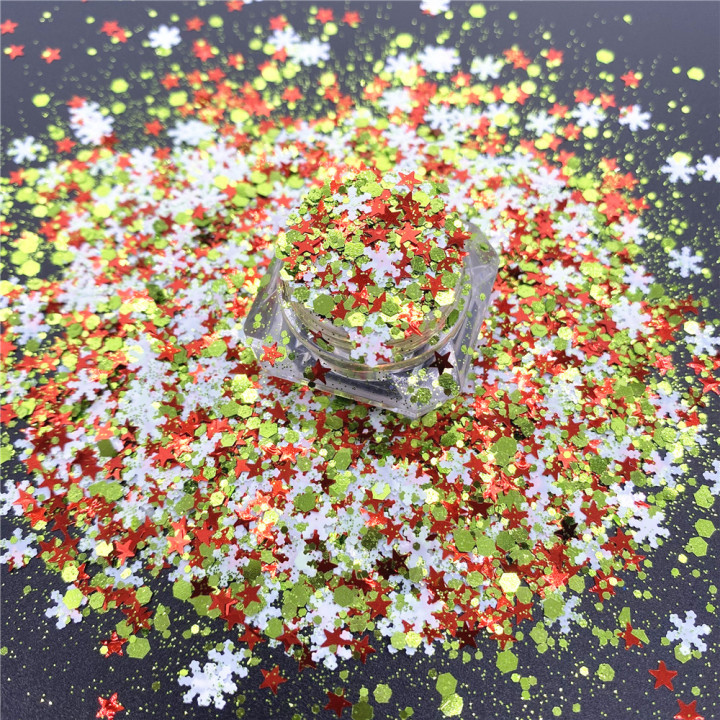 KS-SD034   Hot Selling christmas colors bulk flake glitter chunky snowflake Glitter for decoration
