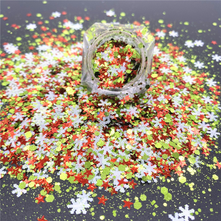KS-SD034   Hot Selling christmas colors bulk flake glitter chunky snowflake Glitter for decoration