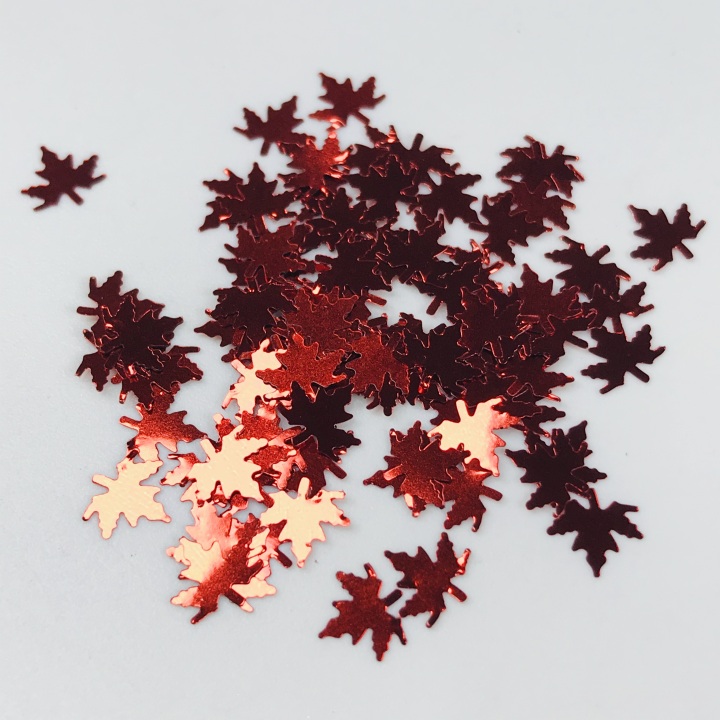 B0307  Mixed Maple Leaf Leaves Shaped Glitter 6mm 