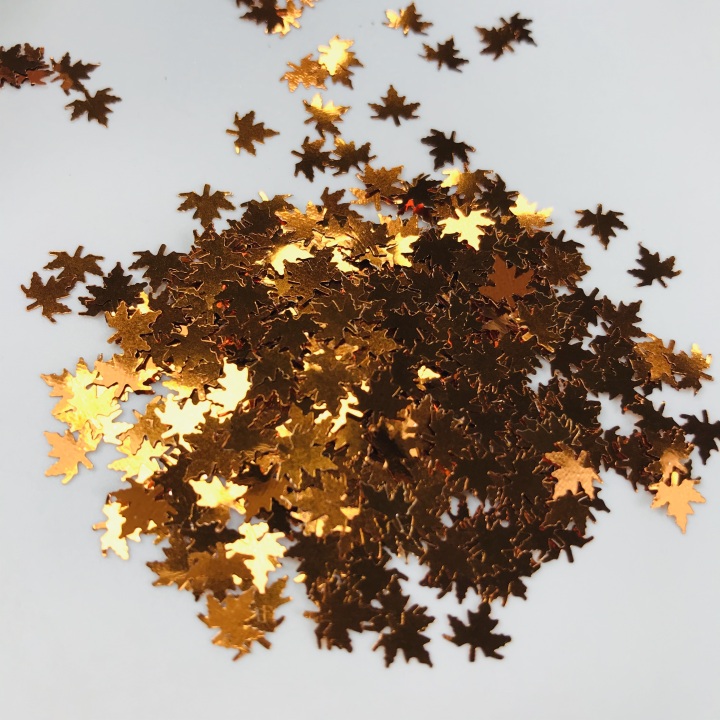 B0402  Mixed Maple Leaf Leaves Shaped Glitter 6mm 