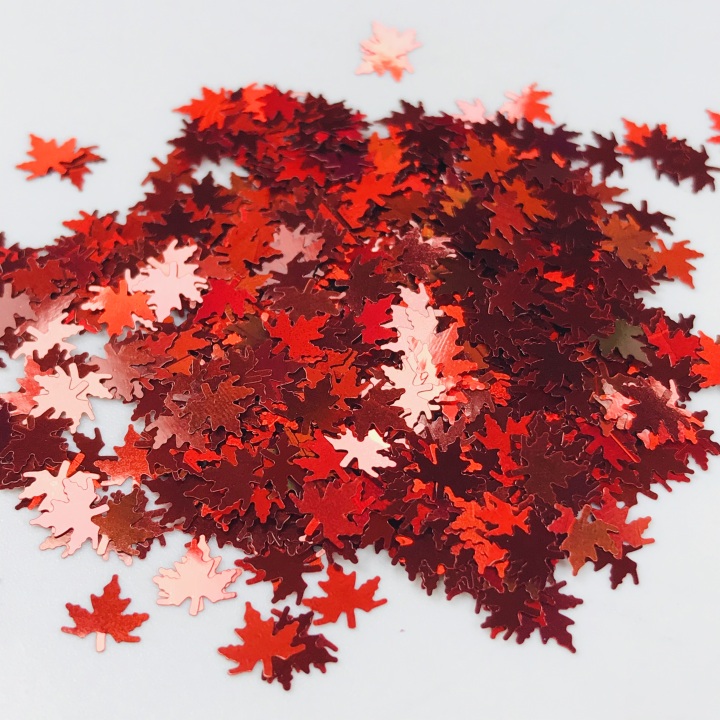 LB300  Mixed Maple Leaf Leaves Shaped Glitter 6mm 