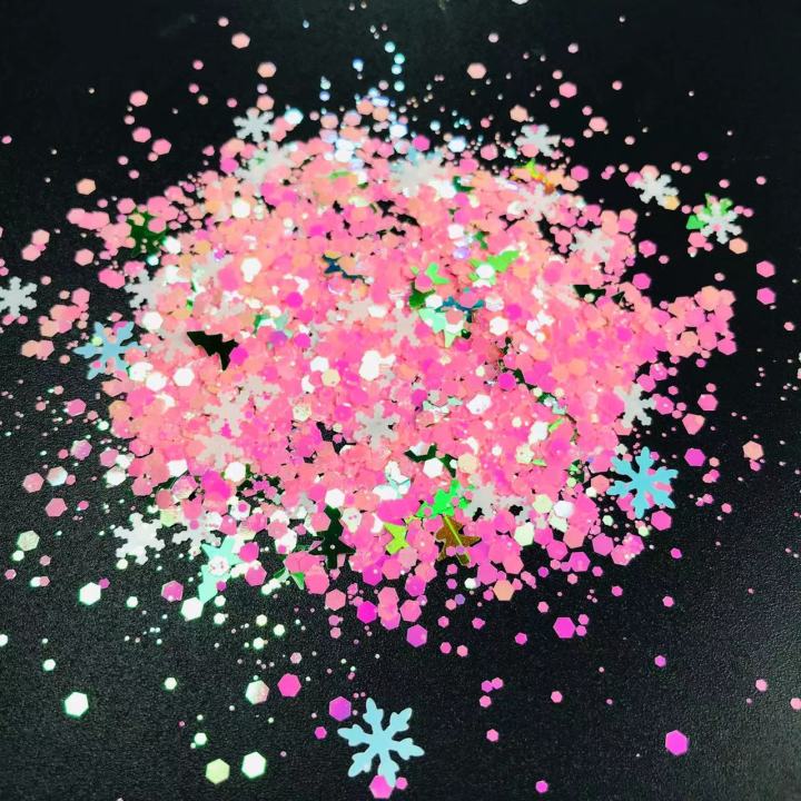 KS-SD037   Hot Selling christmas colors bulk flake glitter chunky snowflake Glitter for decoration