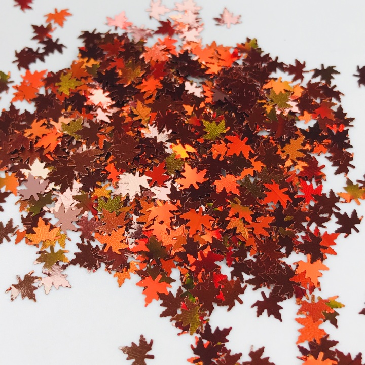 LB400  Mixed Maple Leaf Leaves Shaped Glitter 6mm 