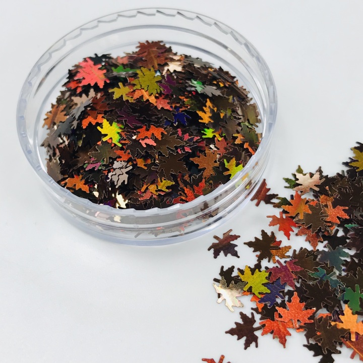 LB406  Mixed Maple Leaf Leaves Shaped Glitter 6mm 