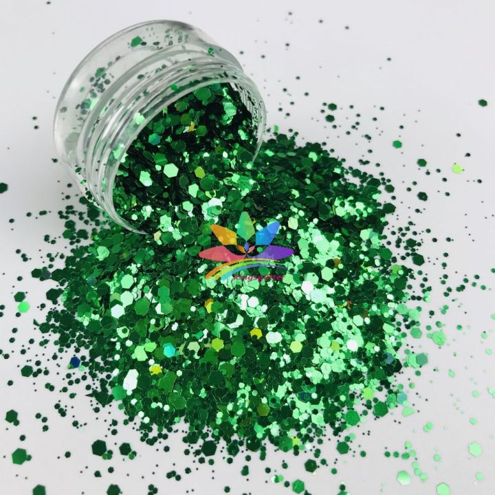 KLB0609  green chunky mix glitter 