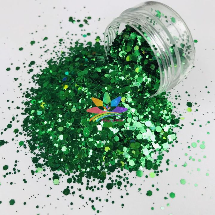 KLB0609  green chunky mix glitter 