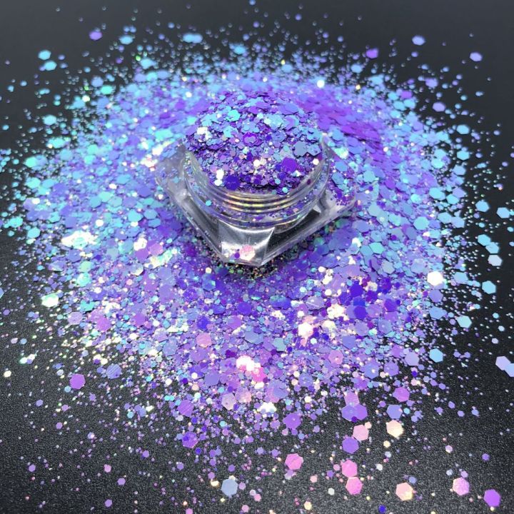 KX027    New chunky mix color changing glitter purple 