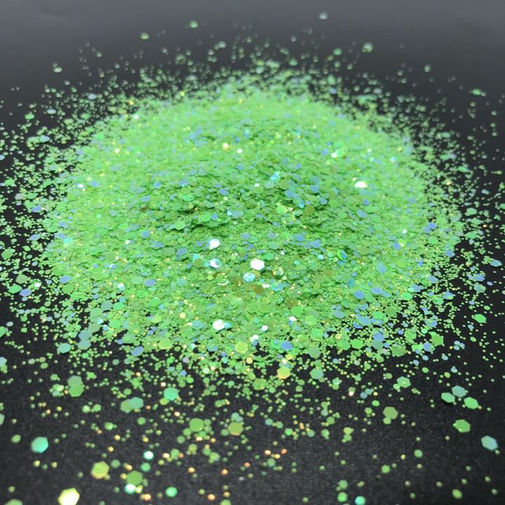 KX051    New chunky mix color changing glitter green