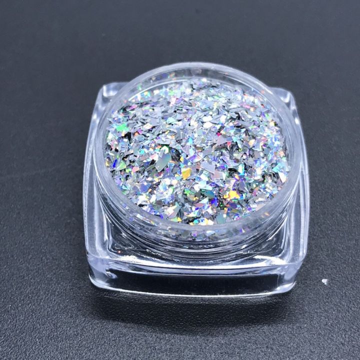 KCHL001     cosmetic grade series hologrphic silve irregular Glitter Flakes  2x2
