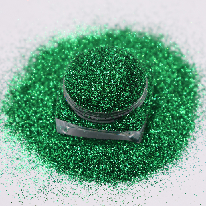 B0602  1/8''-1/128'' (50um thickness) green pure color glitter