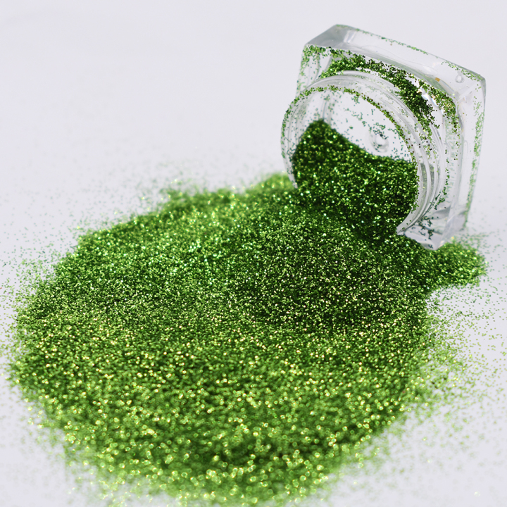 B0612  1/8''-1/128'' (50um thickness) green pure color glitter
