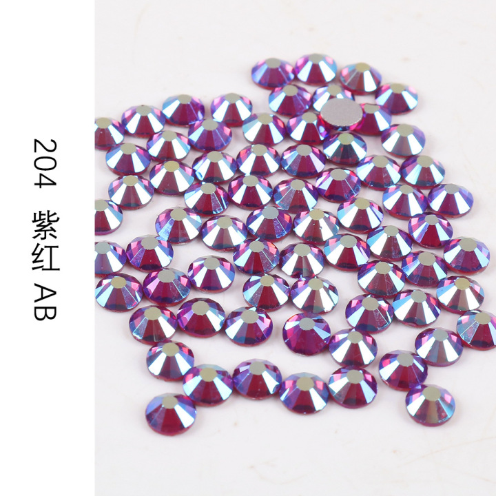 204  SS3 SS4 SS5 SS6 SS8  Wholesale small bags purple red AB glass Flat Back Rhinestone 