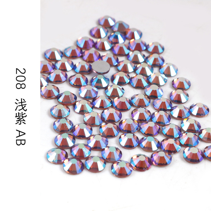 208  SS3 SS4 SS5 SS6 SS8  Wholesale small bags light purple AB glass Flat Back Rhinestone 