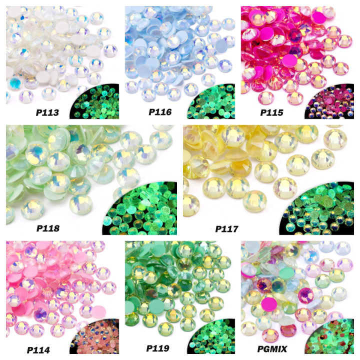 P113   Glow in the dark Opal Glass Flatback Rhinestones SS6 SS8 SS10 SS12 SS16 SS20 SS30 Wholesale small bags 