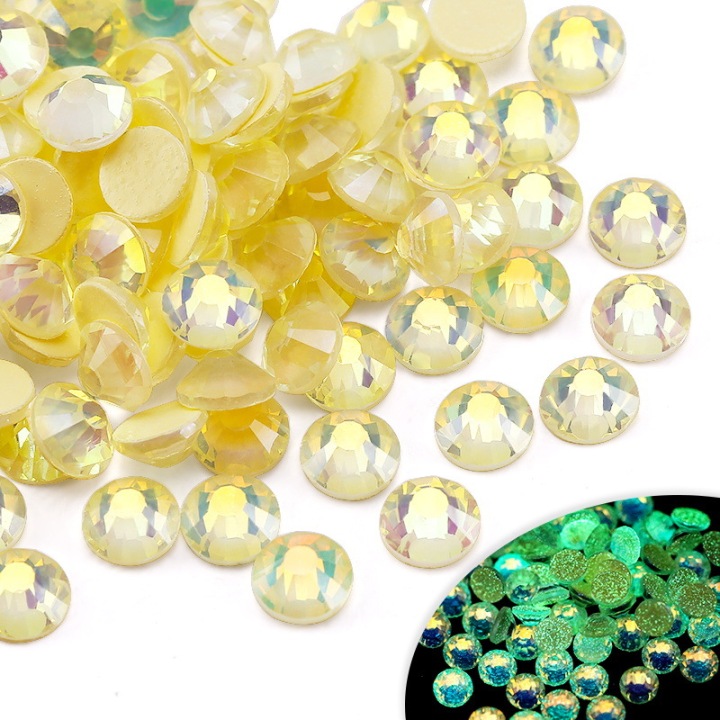 P117   Glow in the dark Opal Glass Flatback Rhinestones SS6 SS8 SS10 SS12 SS16 SS20 SS30 Wholesale small bags 