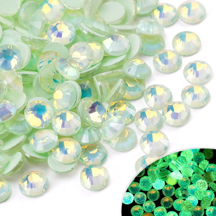 P118   Glow in the dark Opal Glass Flatback Rhinestones SS6 SS8 SS10 SS12 SS16 SS20 SS30 Wholesale small bags 