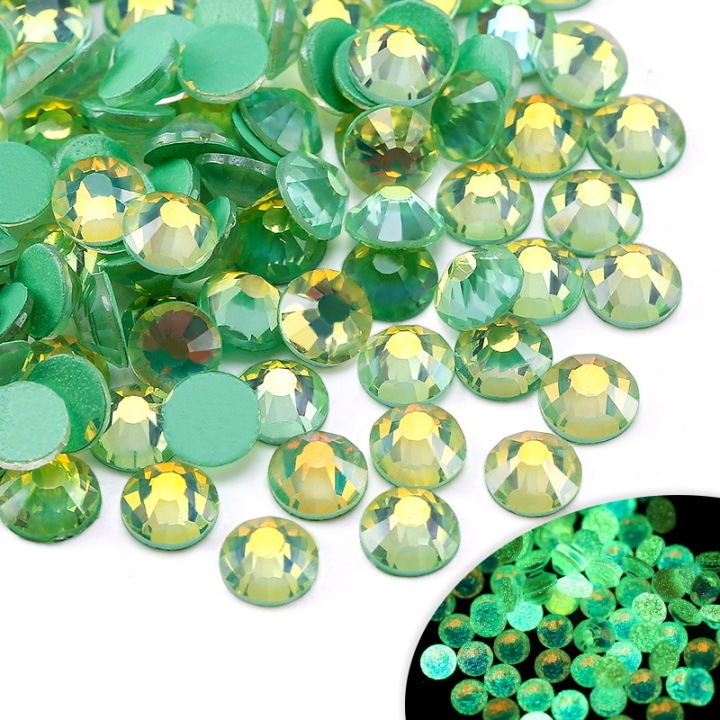 P119   Glow in the dark Opal Glass Flatback Rhinestones SS6 SS8 SS10 SS12 SS16 SS20 SS30 Wholesale small bags 