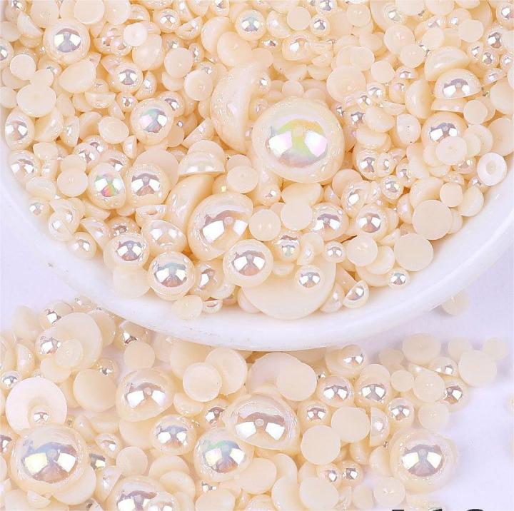 FBPM42     Wholesale mixed color semicircle loose Flat back beads for tumblers nails mobile phone decoration 