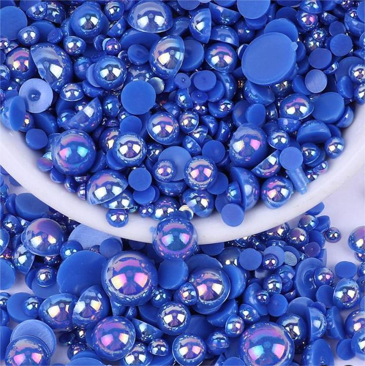 FBPM52    Wholesale mixed color semicircle loose Flat back beads for tumblers nails mobile phone decoration 