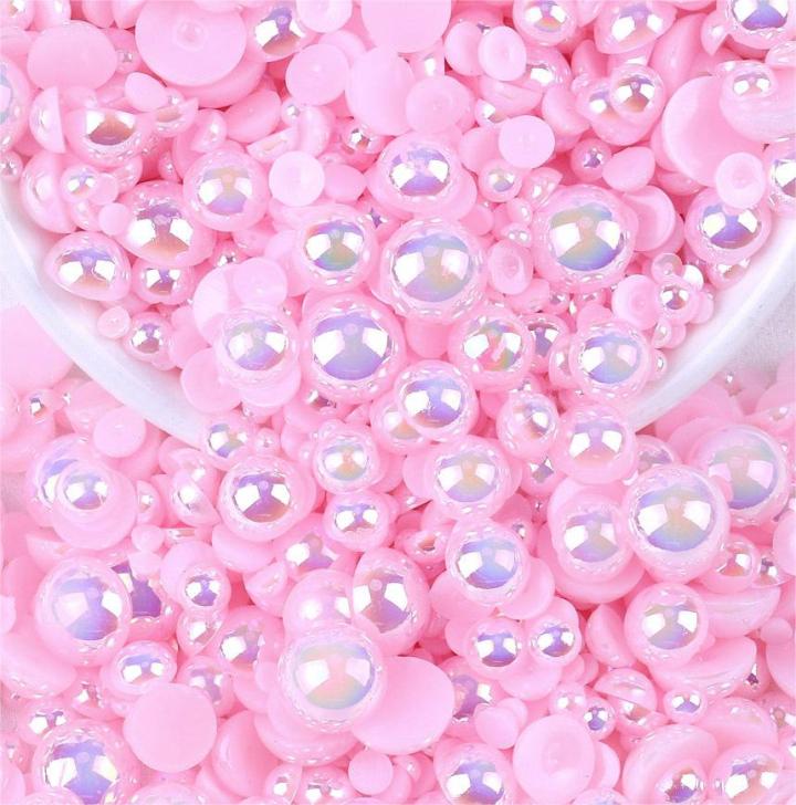 FBPM55    Wholesale mixed color semicircle loose Flat back beads for tumblers nails mobile phone decoration 