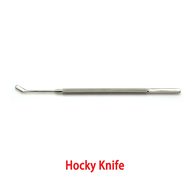 Hocky Knife sharp front tip and a semi-sharp defined bottom edge which makes it excellent for LASEK, PRK  