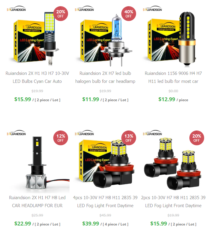 Ruiandsion Freeshipping 2pcs H7 H11 10-30V Led Car Headlight Bulb Foglamp DRL Front  Driving Lights Amber Yellow Flash  Ruiandsion,car led headlight