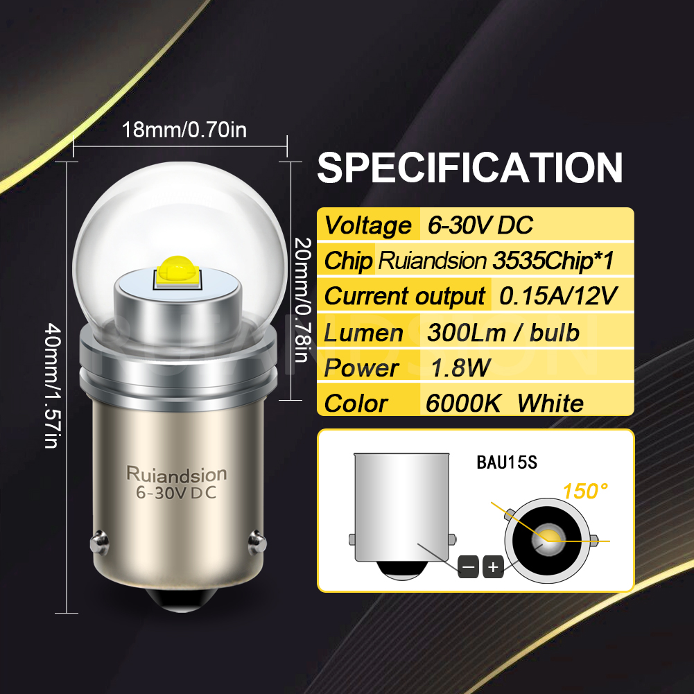 Ruiandsion New Amber Led turn Signal Lights 6V 12V 24V 1156 BAU15S 1157 BA15D Ruiandsion New Amber Led turn Signal Lights 6V 12V 24V 1156 BAU15S 1157 BA15D Led Bulb Spare Parts,led reverse light,brake lights,ba15d led,moto parts,truck parts,car parts