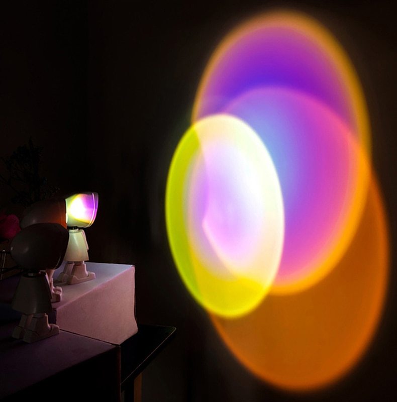 USB 360°sunset Projector Lamp Robot Led Projector Night Lights Rainbow