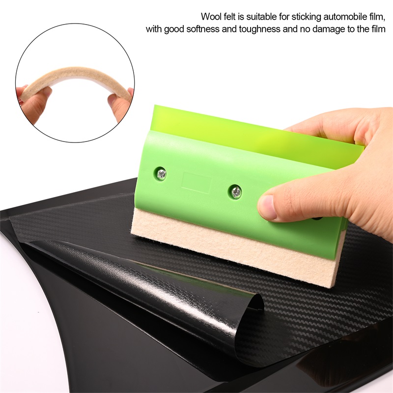FOSHIO Double Side Wool Rubber Vinyl Squeegee Protective Film Window Tint Film Installing Scraper FOSHIO Wool Rubber Vinyl Squeegee Protective Film Window Tinting