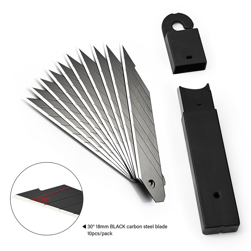 FOSHIO 50PCS 18mm Replacement Blade Carbon Steel Utility Knife Snap Off Blade for Box Cutter FOSHIO Replacement Blade Carbon Steel Utility Knife Snap Off Blade