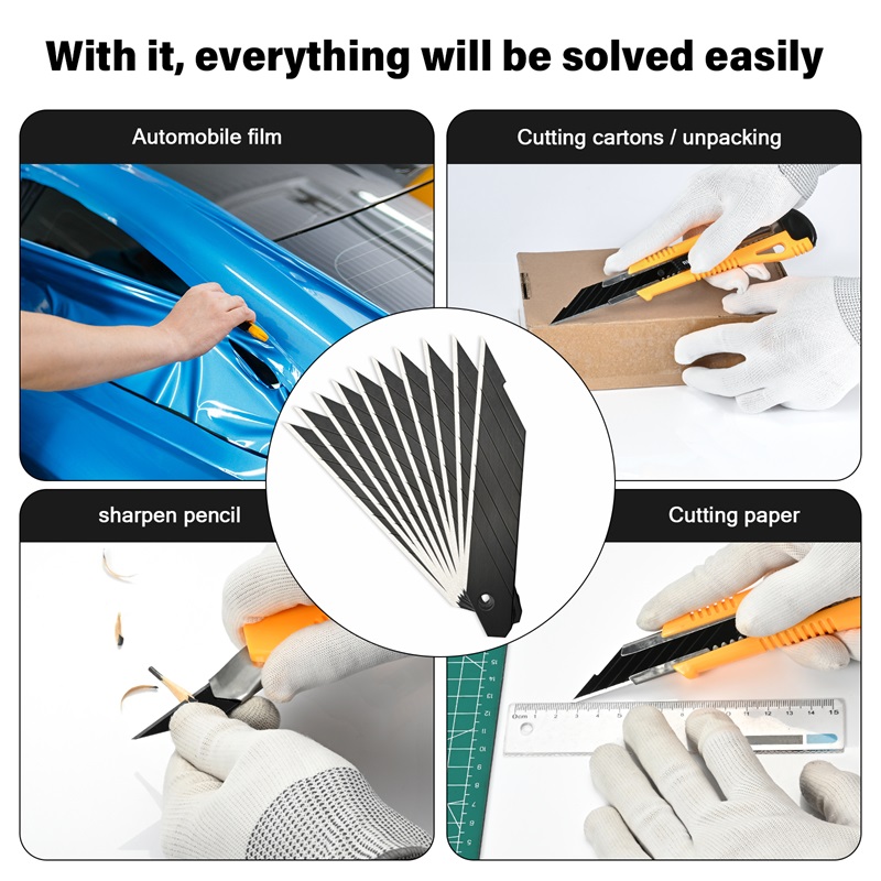 FOSHIO 50PCS 18mm Replacement Blade Carbon Steel Utility Knife Snap Off Blade for Box Cutter FOSHIO Replacement Blade Carbon Steel Utility Knife Snap Off Blade
