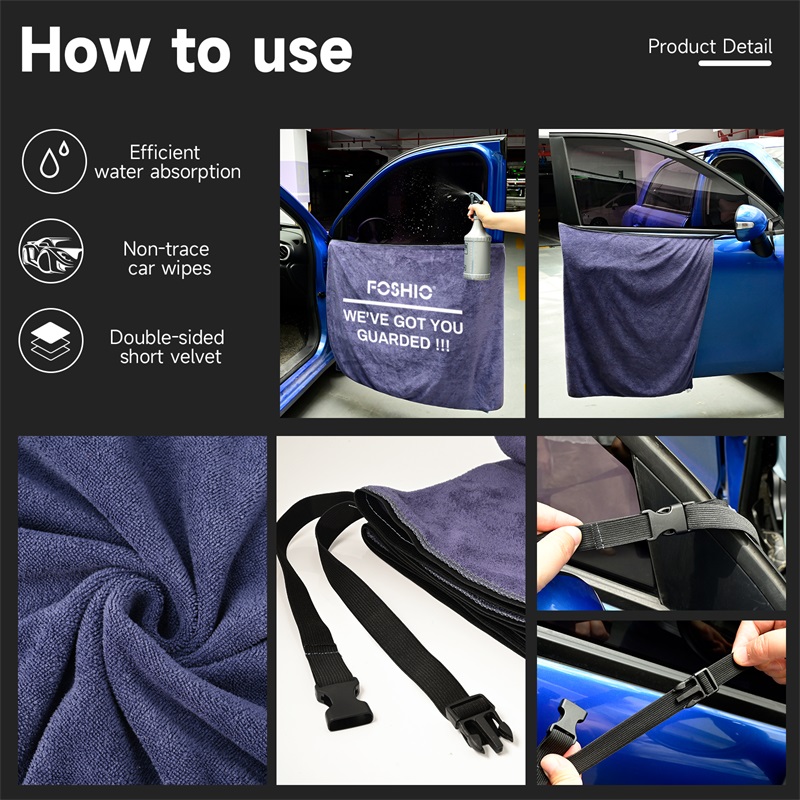 FOSHIO Vehicle Car Door Cover for Wrapping Microfiber Door Protector for Car Washing Cleaning FOSHIO Car Door Cover Microfiber Door Protector for Car Cleaning