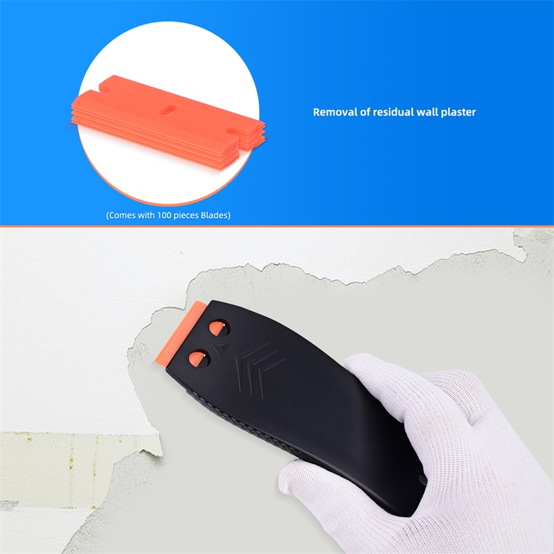 FOSHIO 2PCS Plastic Razor Scraper with 100pcs Replacement Blade Double Side Scraper Tool for Adhesive Decal Remove  FOSHIO Plastic Razor Scraper Double Side Scraper for Adhesive Remove 