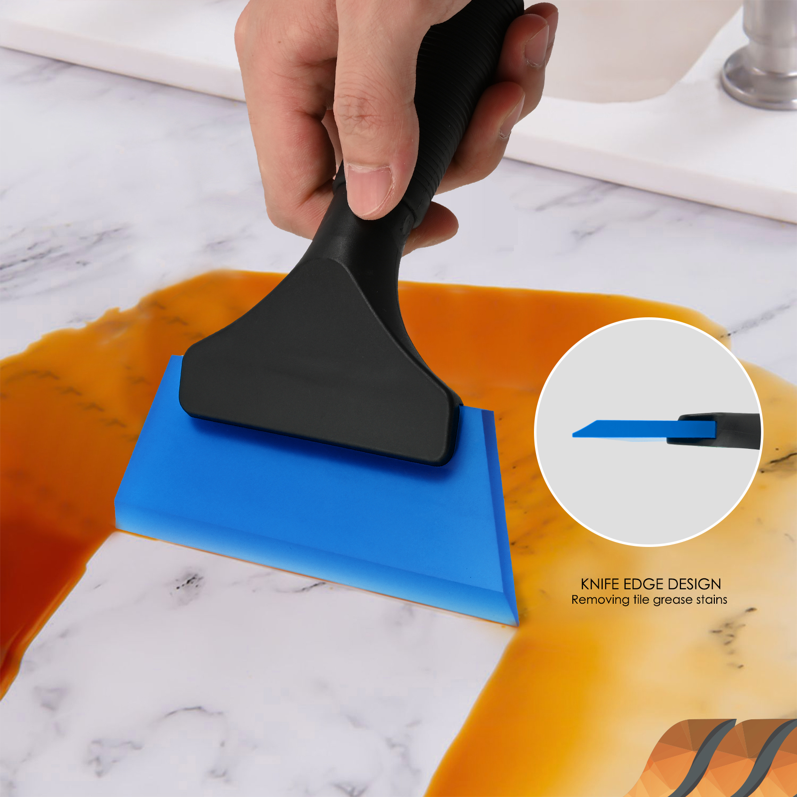 FOSHIO 5inch Non-Slip Handle Scraper Wiper Rubber Blade Squeegee for Ice Snow Water Remove FOSHIO 5inch Handle Scraper Wiper Rubber Blade Squeegee for Ice Snow