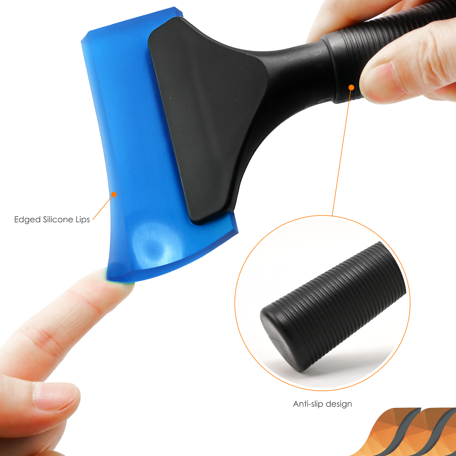 FOSHIO 5inch Non-Slip Handle Scraper Wiper Rubber Blade Squeegee for Ice Snow Water Remove FOSHIO 5inch Handle Scraper Wiper Rubber Blade Squeegee for Ice Snow