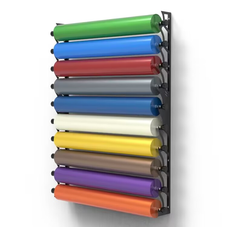 FOSHIO Stainless Steel Vinyl Roll Storage Rack Auto Car Vinyl Wrap Fabric Decal Holder Graphic Wall Rack Mount FOSHIO Aluminum Vinyl Roll Storage Rack Film Holder