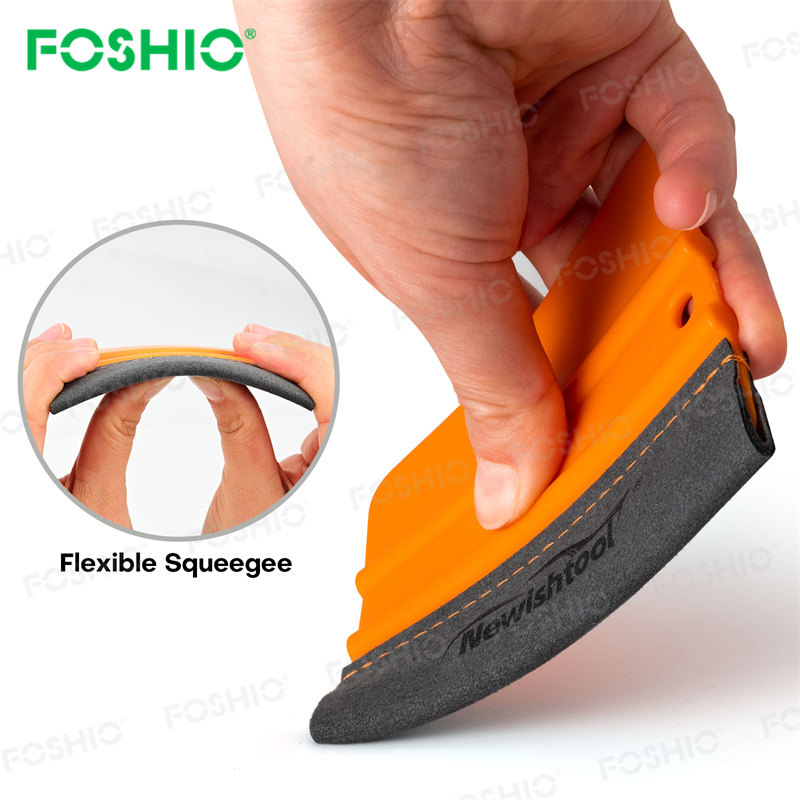 FOSHIO 4PCS Alcantala Felt Squeegee Car Window Cleaner Streak Free Water Remover Durable Multi Surface Scraper  FOSHIO Alcantala Felt Squeegee Car Window Cleaner Water Remover