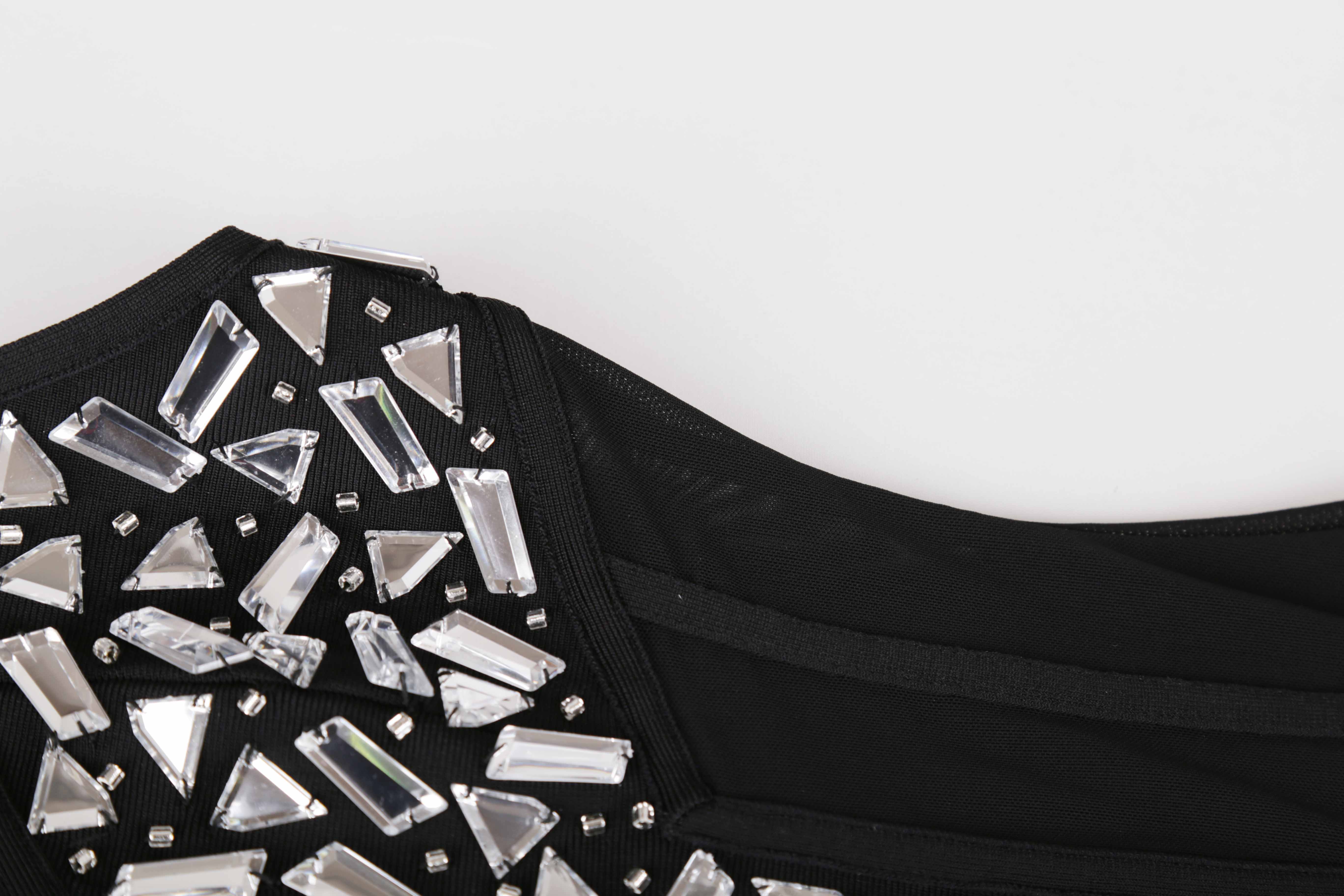 black sleeveless mesh studded new sexy bandage bodysuits 