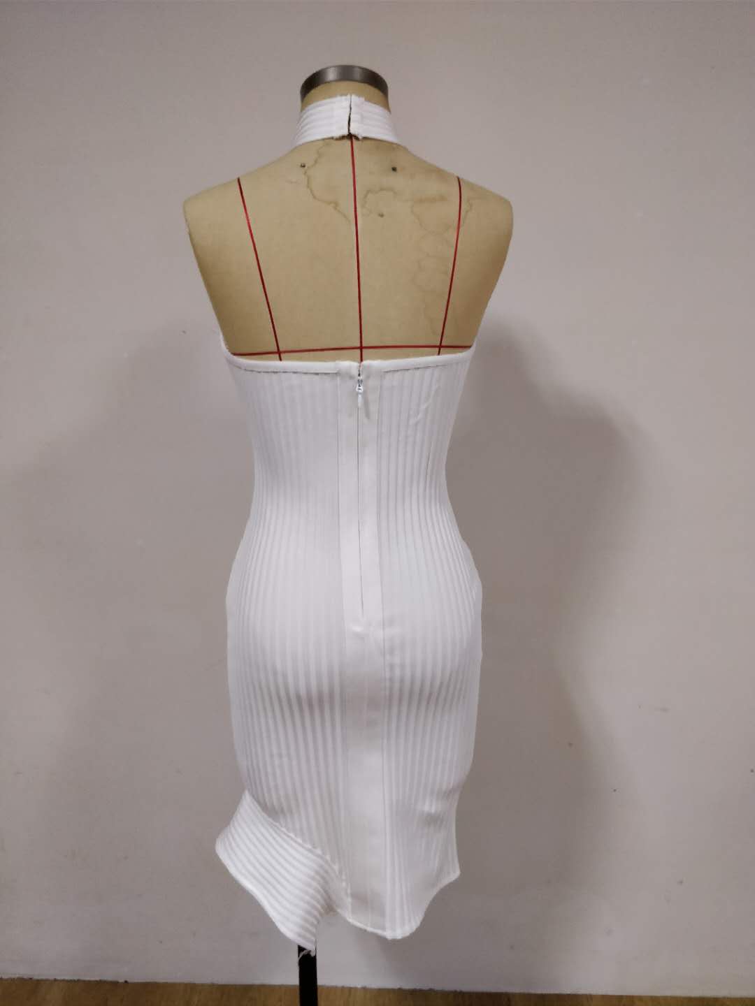 Halter Neck Sleeveless Knee Length Knitted  Women's Bandage Dress 