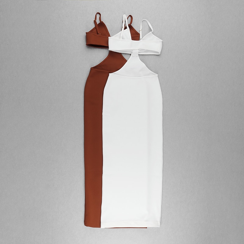 New Summer Women White Khaki Bandage Dress Bodycon Black Sexy Brown Club Celebrity Evening Hollow Party Maxi Dresse Ankle Length 