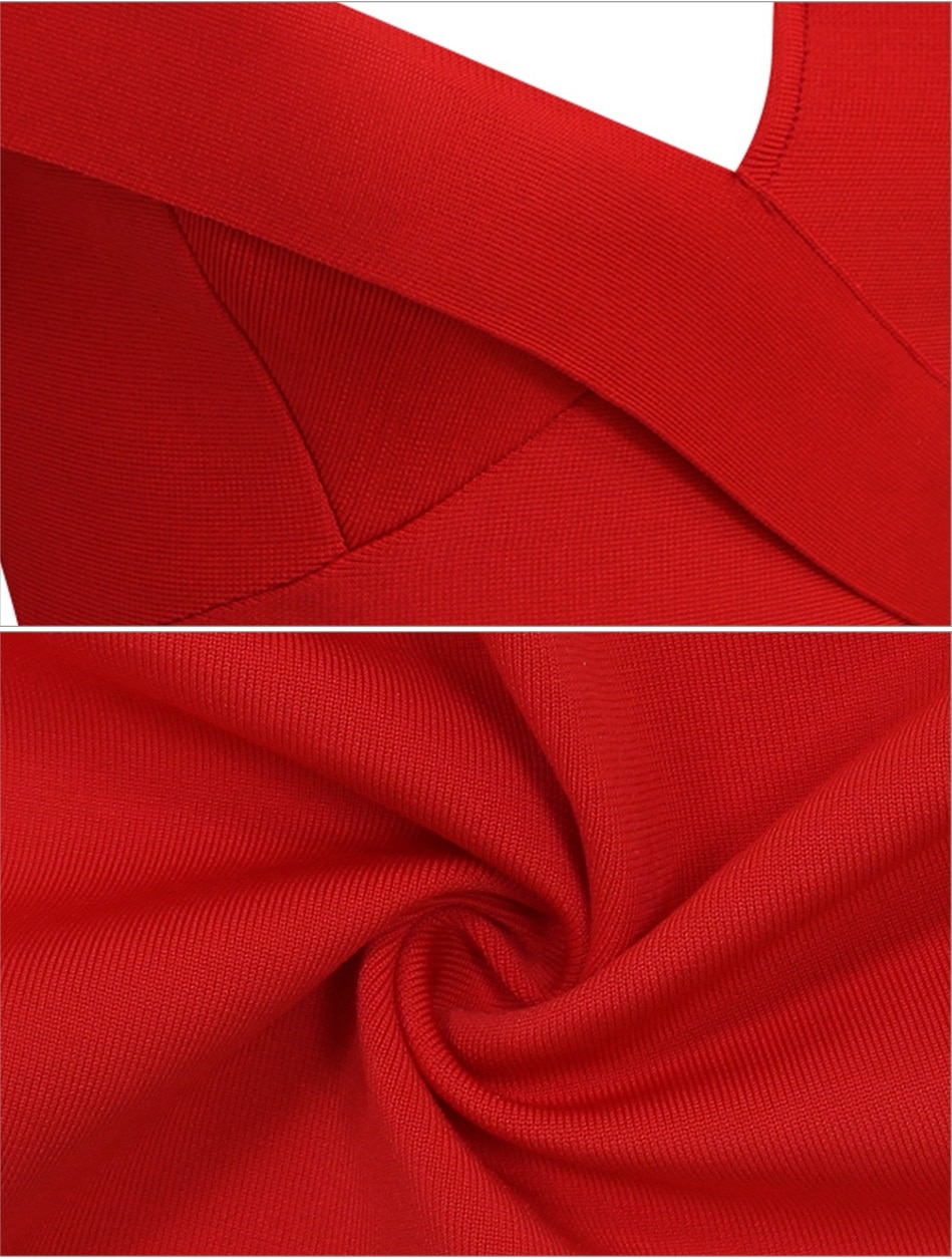 Red off Shoulder Side Split Deep V Neck Spaghetti Strap Dress Party Bodycon Bandage Midi Dresses HLB4913 