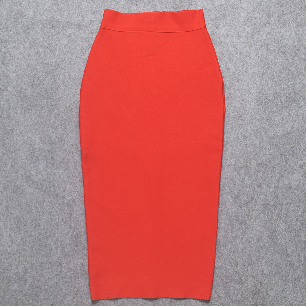 BEAUKEY Sexy Blue Mid Calf HL Bandage Pencil Skirt Long Bodycon Women Stretchable Split Skirt Wholesale XL Red Lady Skirts 