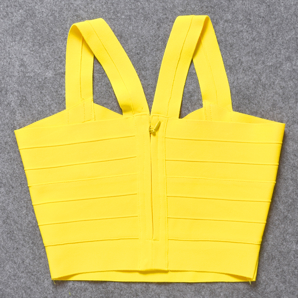 BEAUKEY Sexy Quality White Blue Bandage Crop Top 2023 For Women Criss Cross Vest Yellow Black Red XL Camis Bodycon Tank Mini 