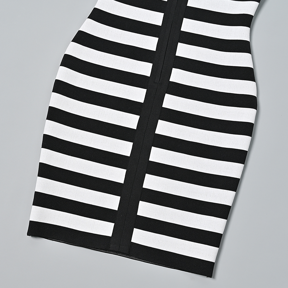 BEAUKEY Sexy Bright White Black Line Contrast Strapless Bandage Dress Backless Luxury Sweet Bodycon Mini Dress Women Party Club 